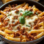 Nudeln mit roter Hackfleisch-K&auml;se-So&szlig;e