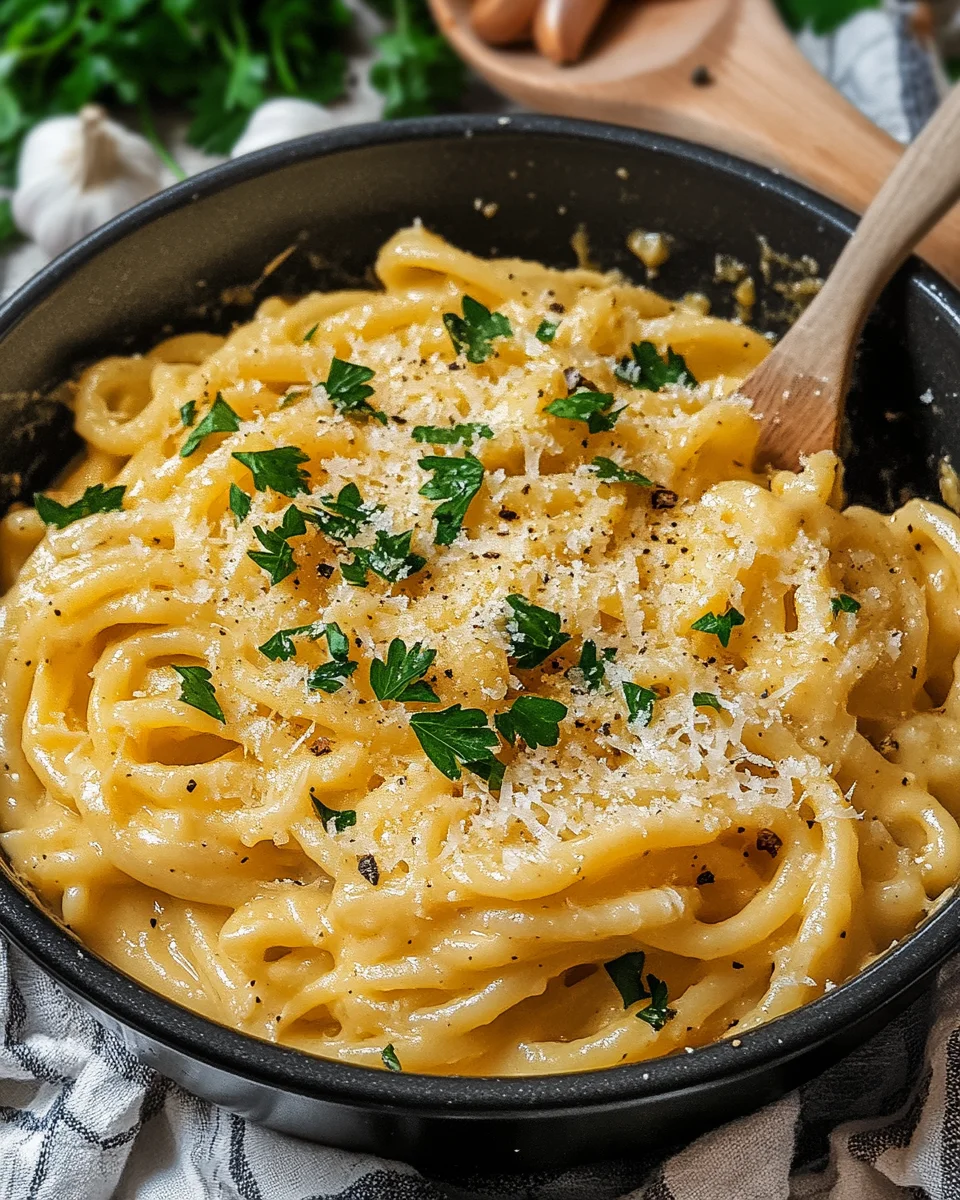 One Pot Knoblauch K&auml;se Pasta