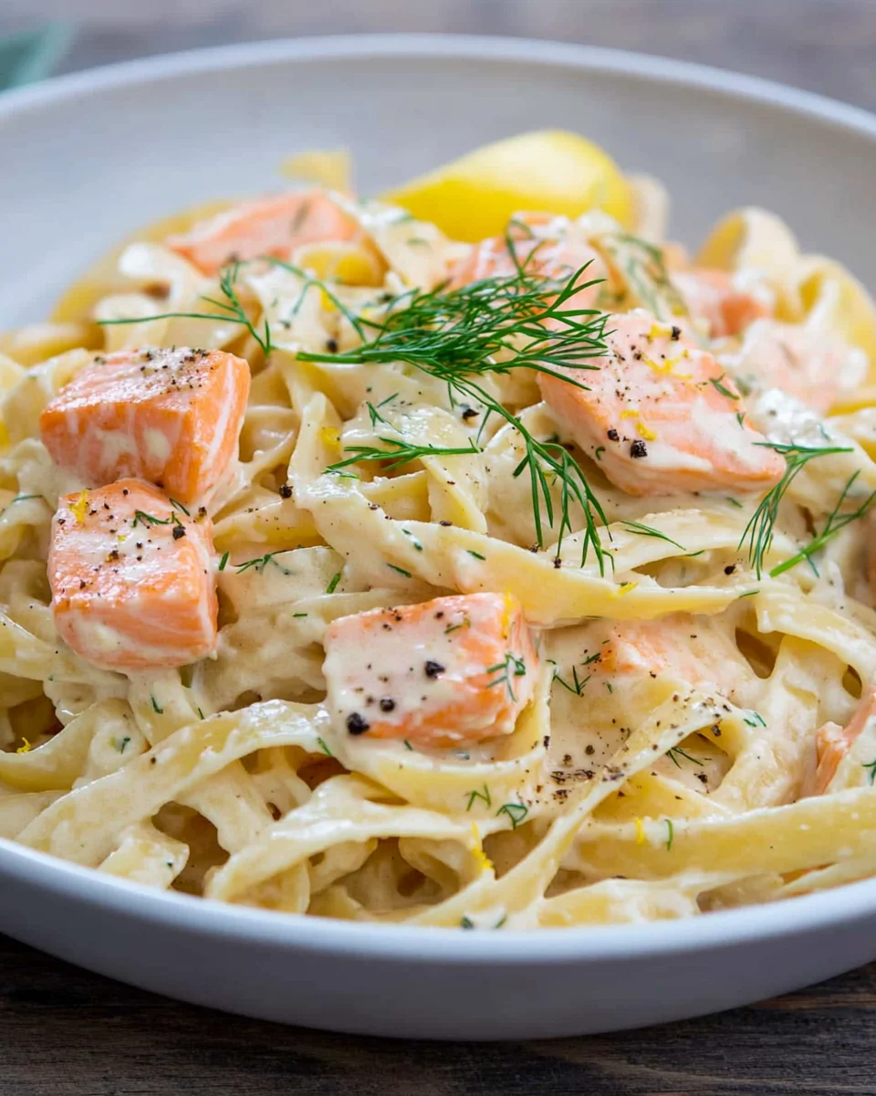 Pasta mit Lachs und Sahnesoße 15 Pasta