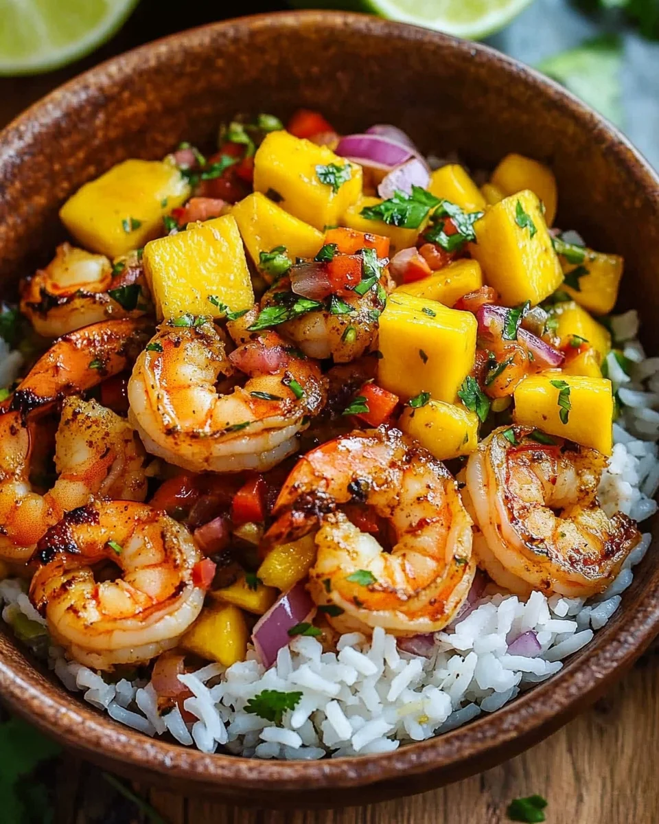 Pikante Garnelen und Mango Salsa Reisbowl 21 Pikante Garnelen und Mango Salsa Reisbowl