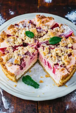 Rhabarber-Cheesecake mit Streuseln