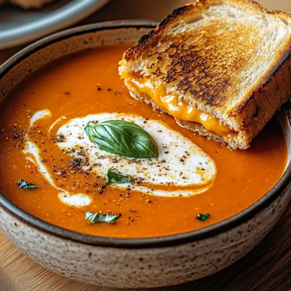 Roasted Tomato Soup with Grilled Cheese Sandwich