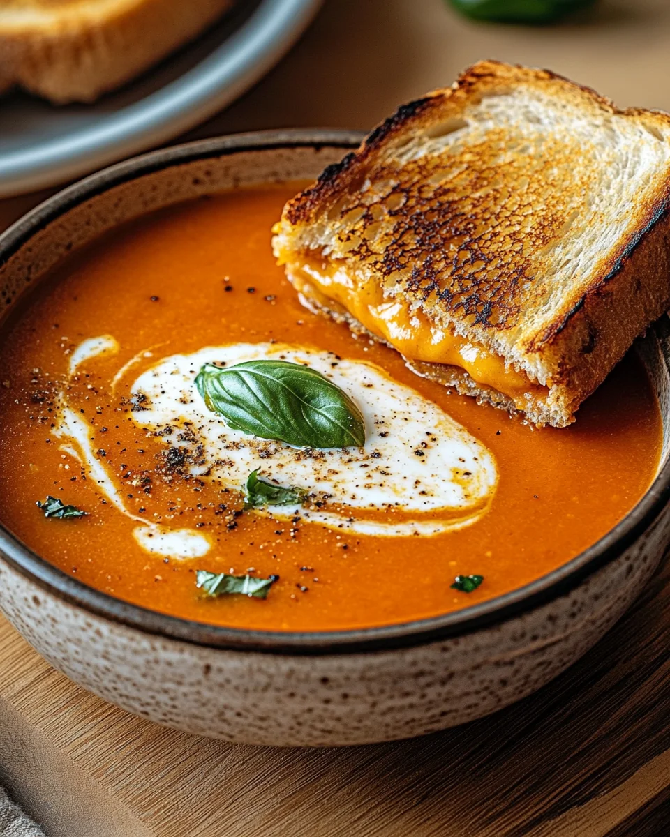 Roasted Tomato Soup with Grilled Cheese Sandwich