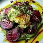 Rote Bete Carpaccio auf Avocadocreme