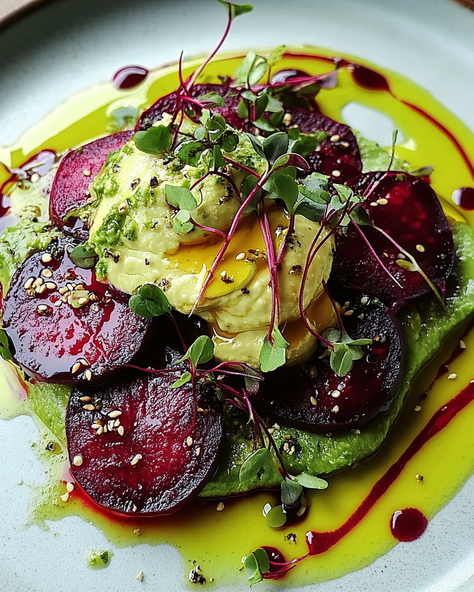 Rote Bete Carpaccio auf Avocadocreme