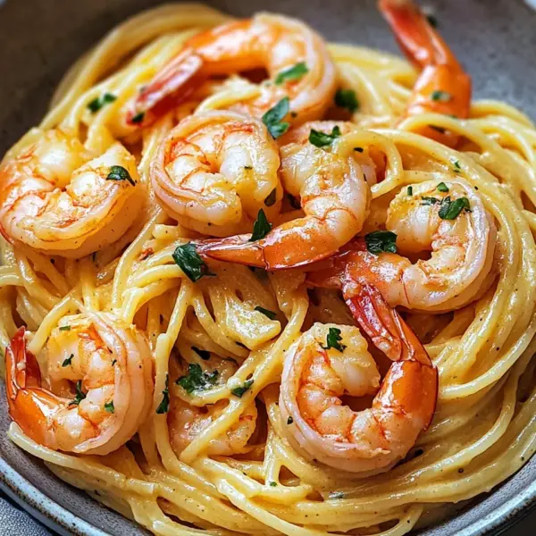 Spaghetti mit Garnelen in Frischkäsesauce