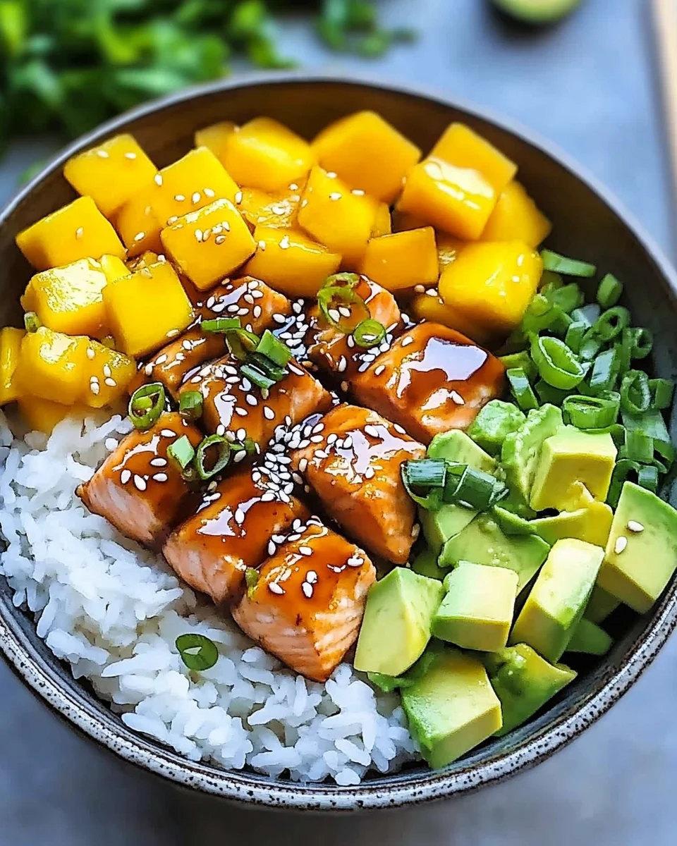 Teriyaki Lachs Reisschüssel mit Mango 21 Teriyaki Lachs Reisschüssel mit Mango