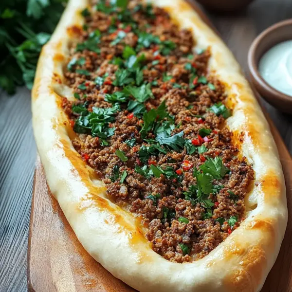 Türkische Pide mit Hackfleisch