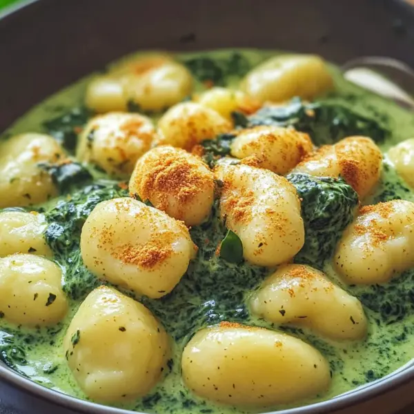 Vegane Gnocchi mit cremiger Spinatsauce