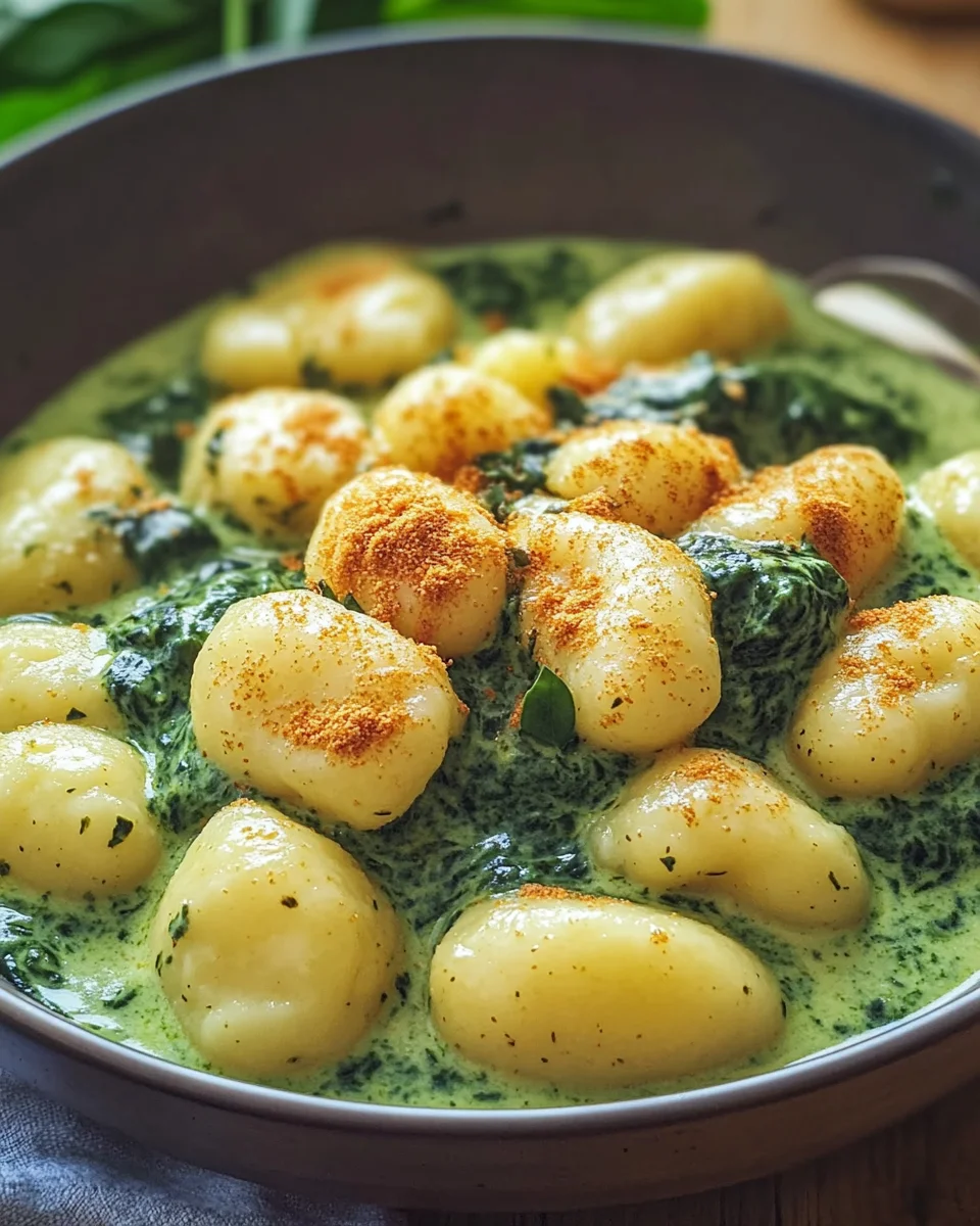 Vegane Gnocchi mit cremiger Spinatsauce