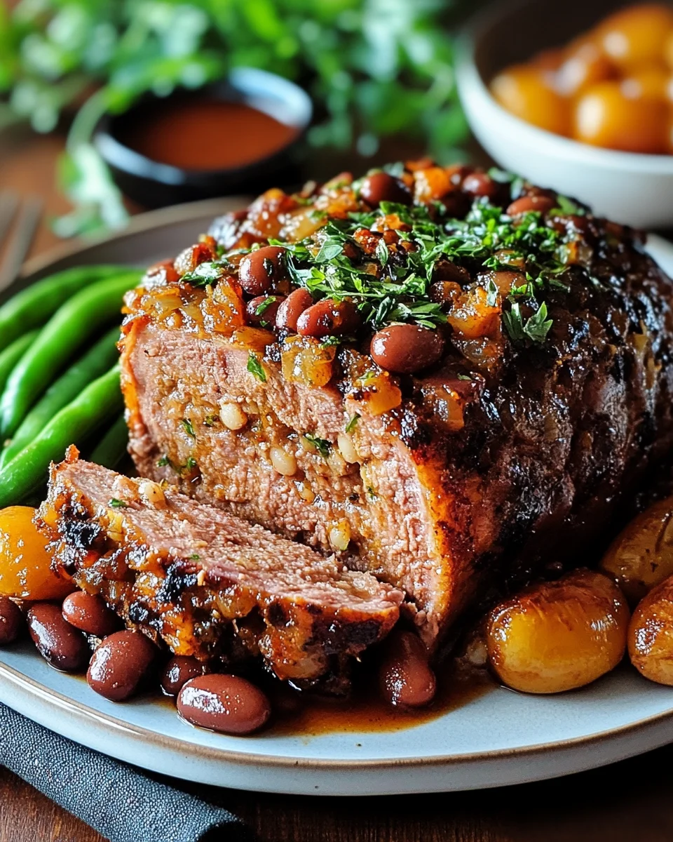 Veganer Braten mit Bohnen
