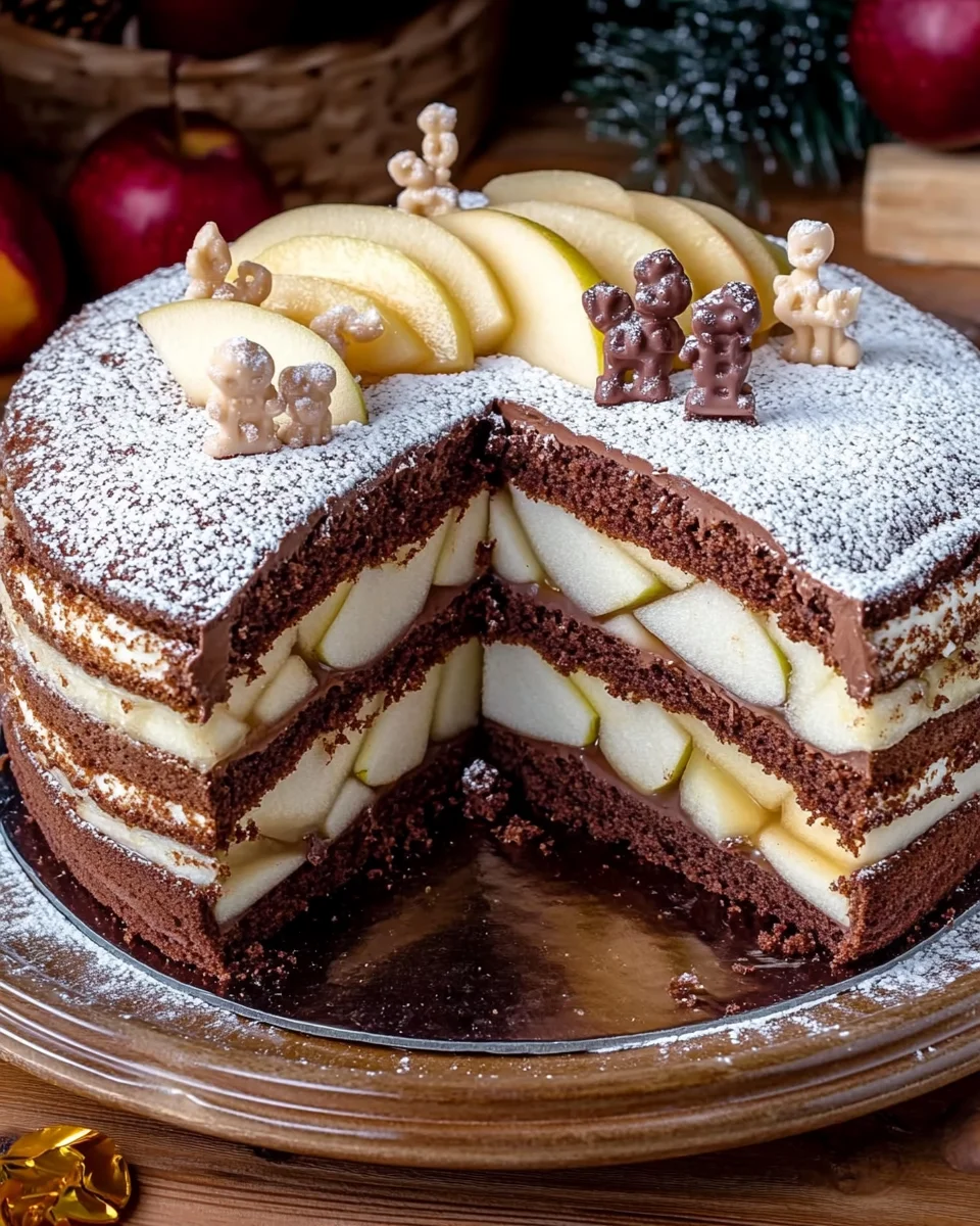 Weihnachtstorte mit Äpfeln und Schokolade 33 Weihnachtstorte