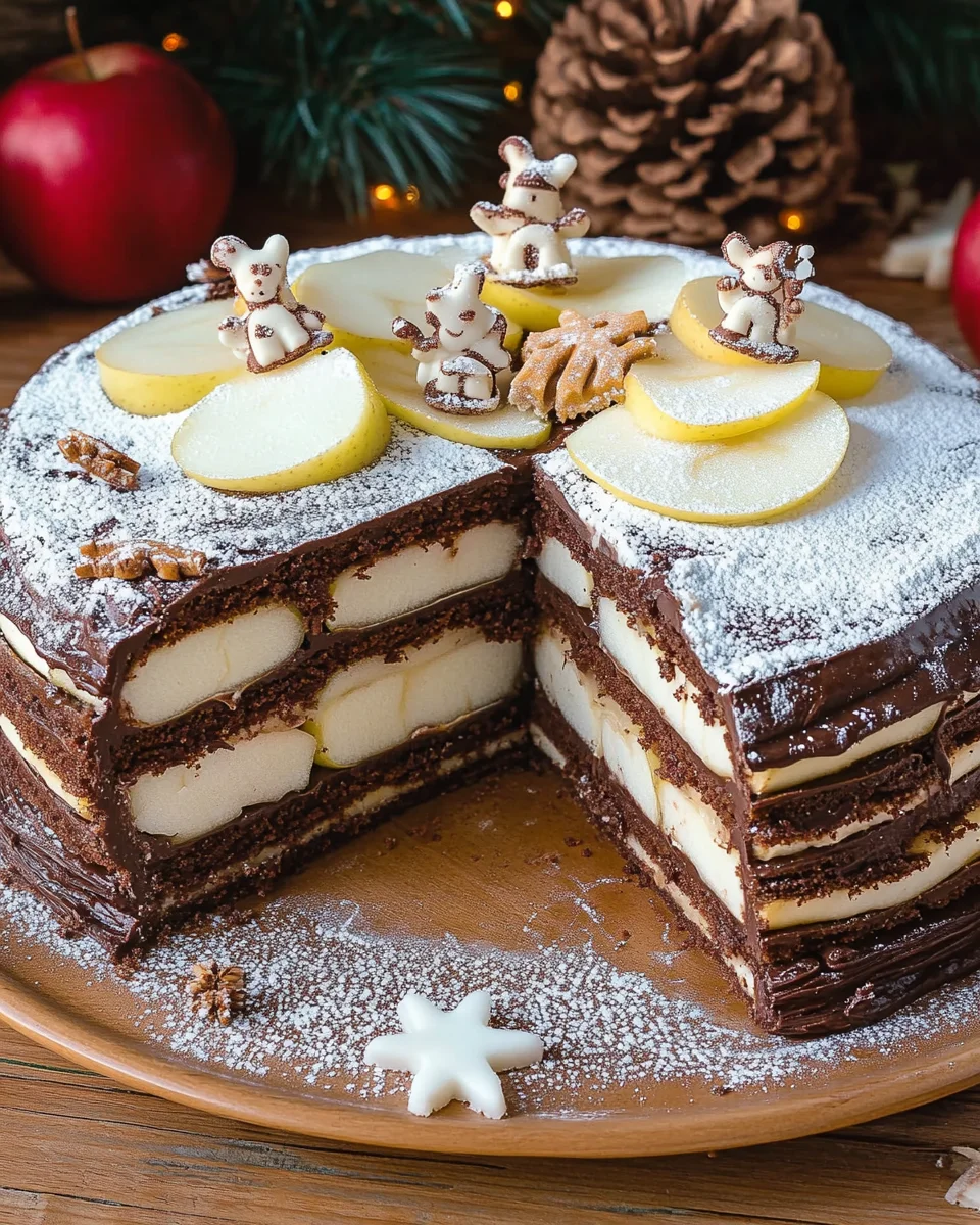 Weihnachtstorte mit Äpfeln und Schokolade 35 Weihnachtstorte mit Äpfeln und Schokolade