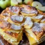 Bl&auml;tterteigkuchen mit Puddingcreme und Apfel