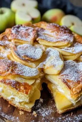 Blätterteigkuchen mit Puddingcreme und Apfel