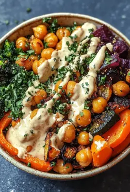 Bowl mit geröstetem Gemüse und Kichererbsen mit Tahini-Dressing 25 Bowl mit geröstetem Gemüse und Kichererbsen mit Tahini-Dressing