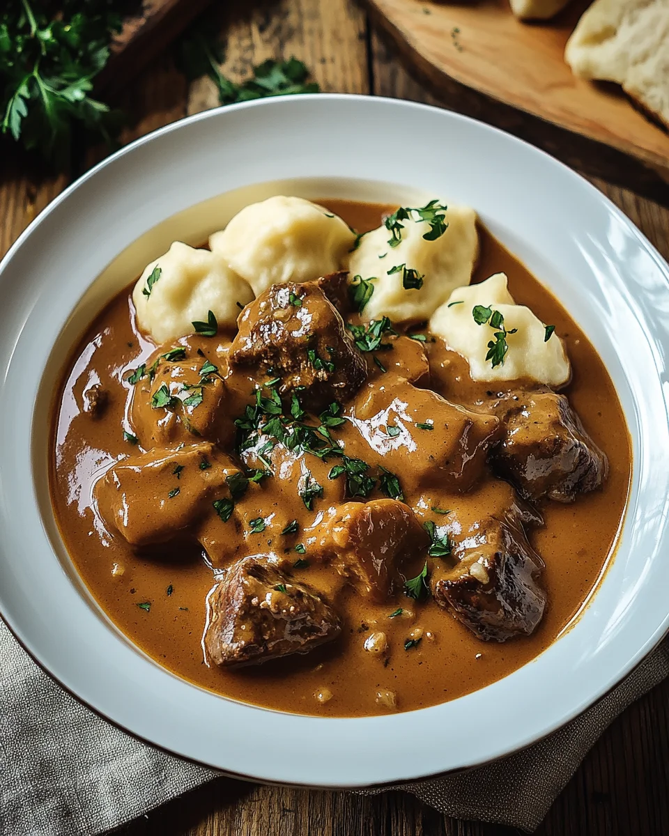 Butterzartes Rahmgulasch mit Serviettenknödel 20 Butterzartes Rahmgulasch mit Serviettenknödel