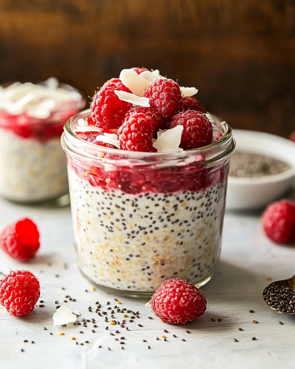 Chia Overnight Oats mit Himbeeren