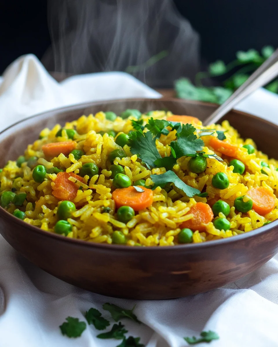 Curryreis mit Erbsen und Möhren
