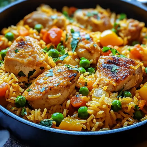 Ein Topf Hähnchen und Reis
