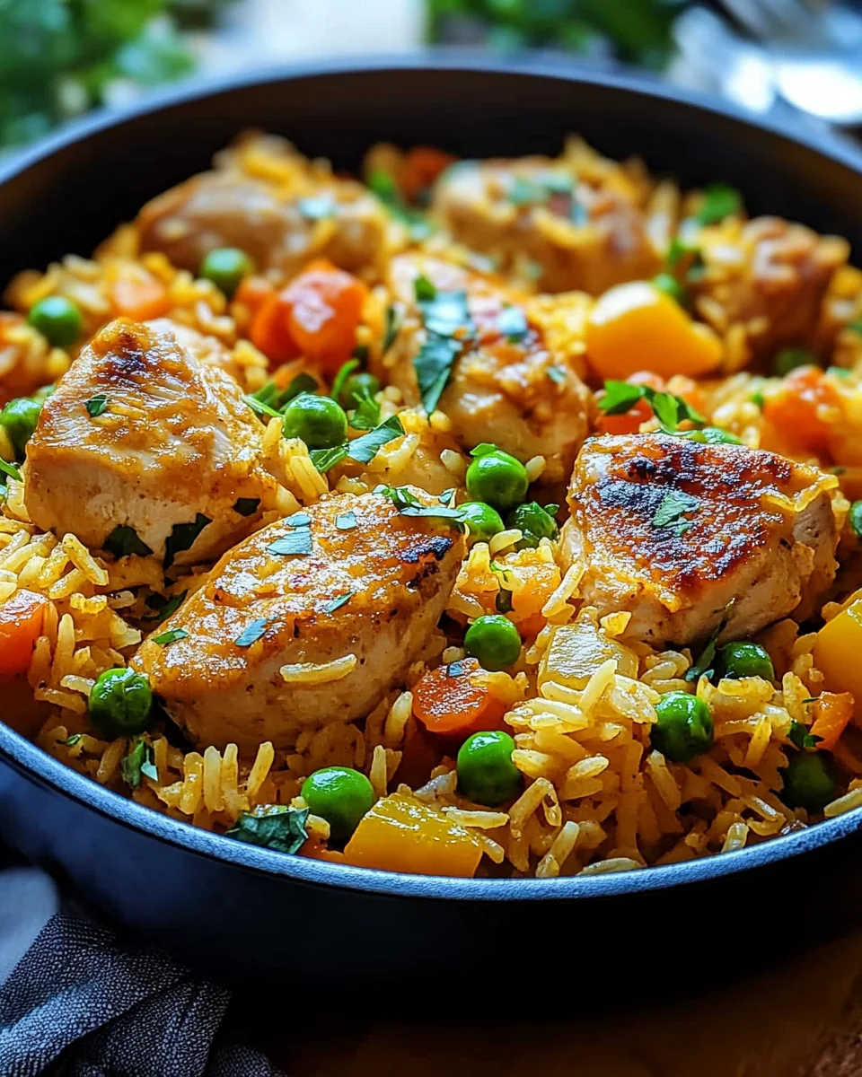 Ein Topf Hähnchen und Reis