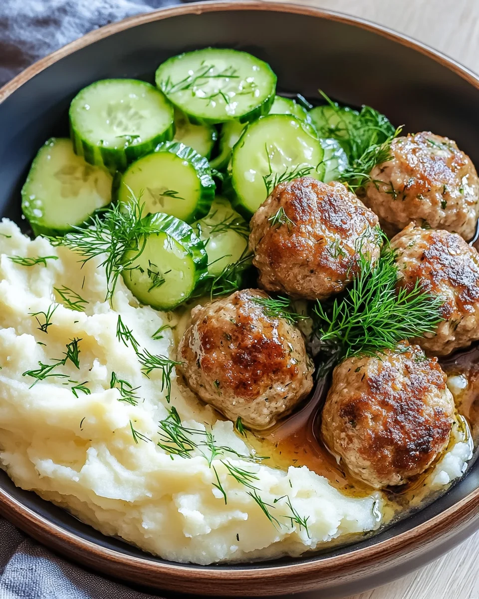 Fleischbällchen mit Gurkensalat und Kartoffelstampf 17 Fleischbällchen