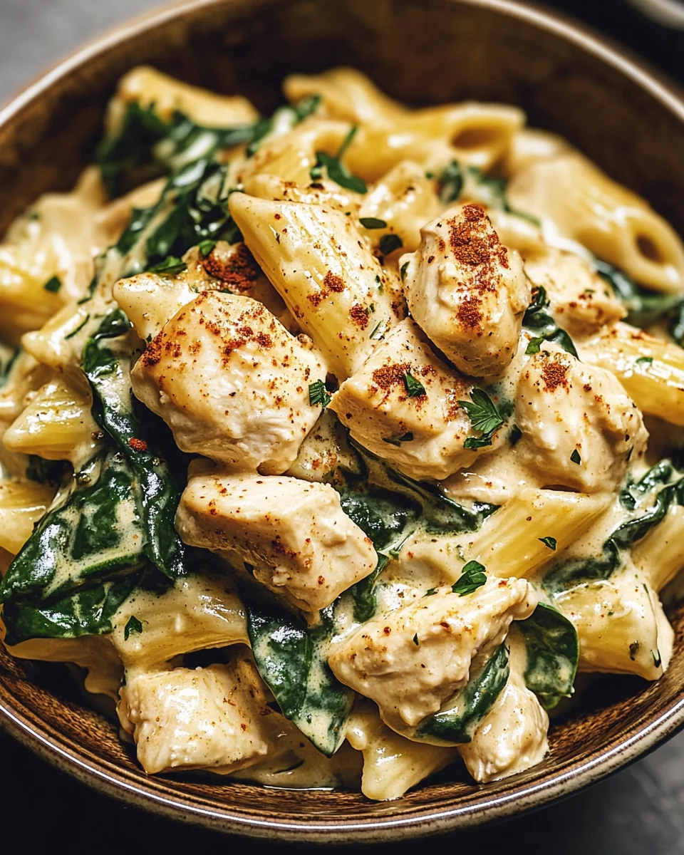 Frischkäse Spinat Hähnchen Pasta 19 Frischkäse