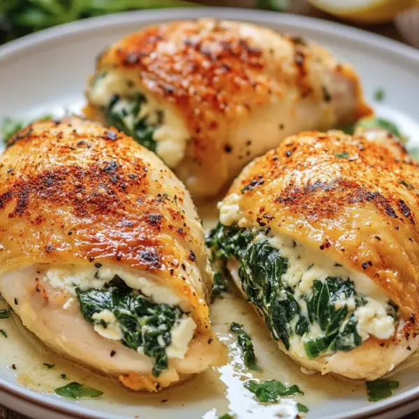 Gefüllte Hähnchenbrust mit Frischkäse und Spinat