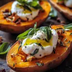 Gef&uuml;llte S&uuml;&szlig;kartoffeln mit Burrata