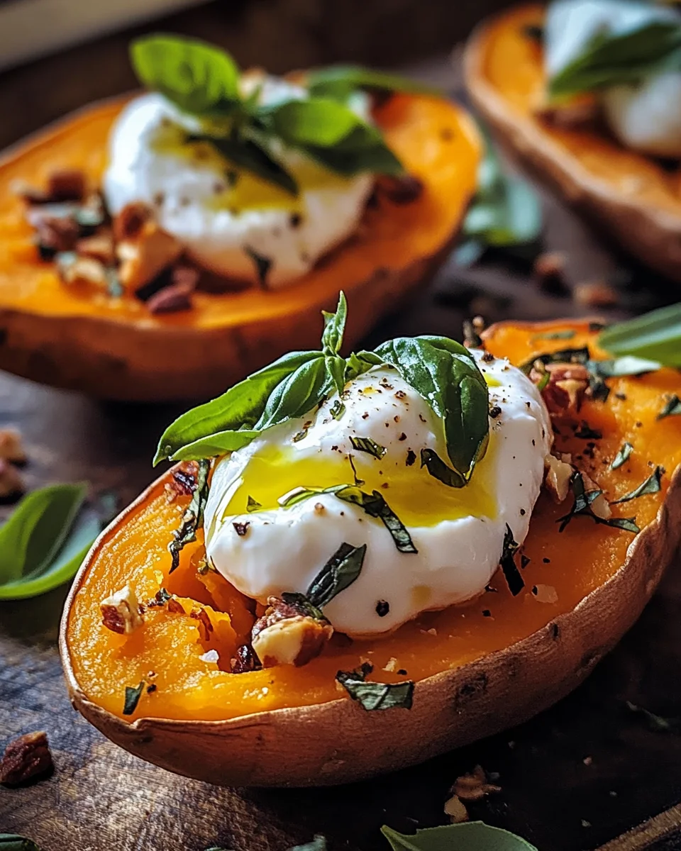 Gefüllte Süßkartoffeln mit Burrata 25 Gefüllte Süßkartoffeln mit Burrata