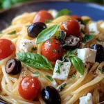 Griechische Reisnudeln mit Tomaten, Feta und Oliven