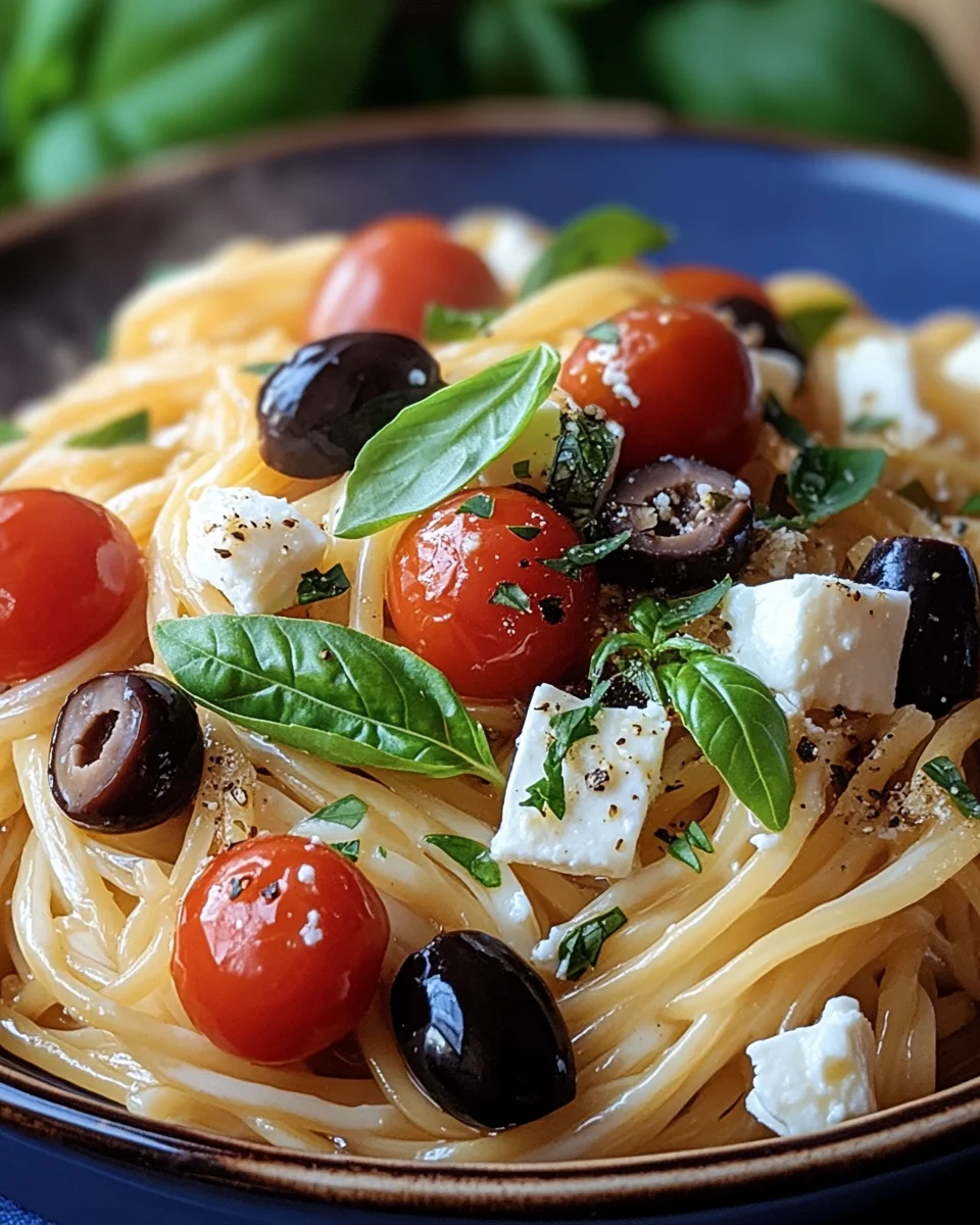 Griechische Reisnudeln mit Tomaten, Feta und Oliven 24 Griechische Reisnudeln mit Tomaten, Feta und Oliven