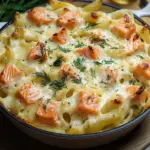 Nudelauflauf mit Lachs und Sahne