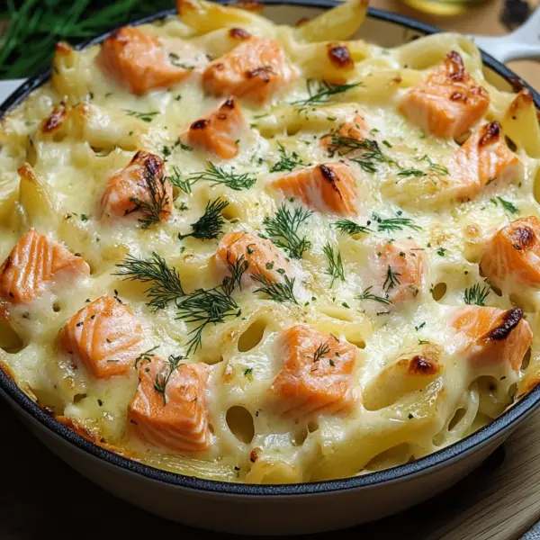 Nudelauflauf mit Lachs und Sahne