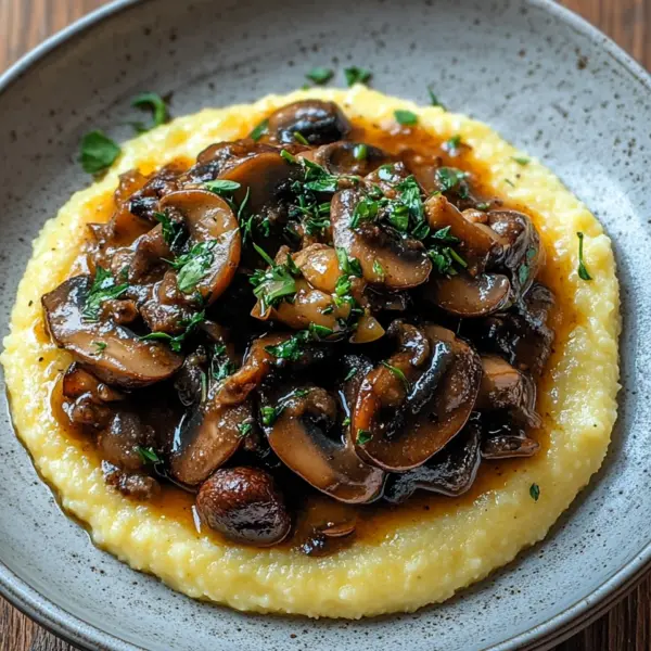 Pilzragout auf Parmesan-Polenta