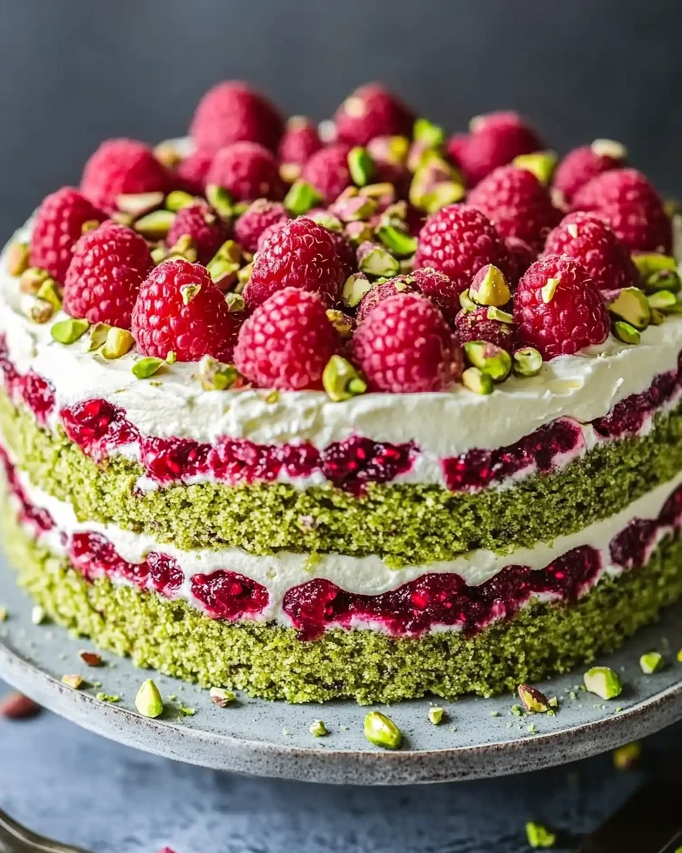 Pistazien-Himbeer-Torte mit Mascarpone-Creme