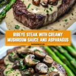 Ribeye Steak with Creamy Mushroom Sauce and Asparagus 18 Pinterest Hidden Image