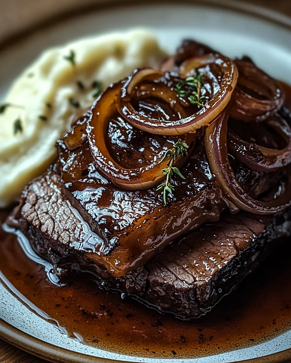 Rinderbrust in Balsamico-Zwiebelsoße
