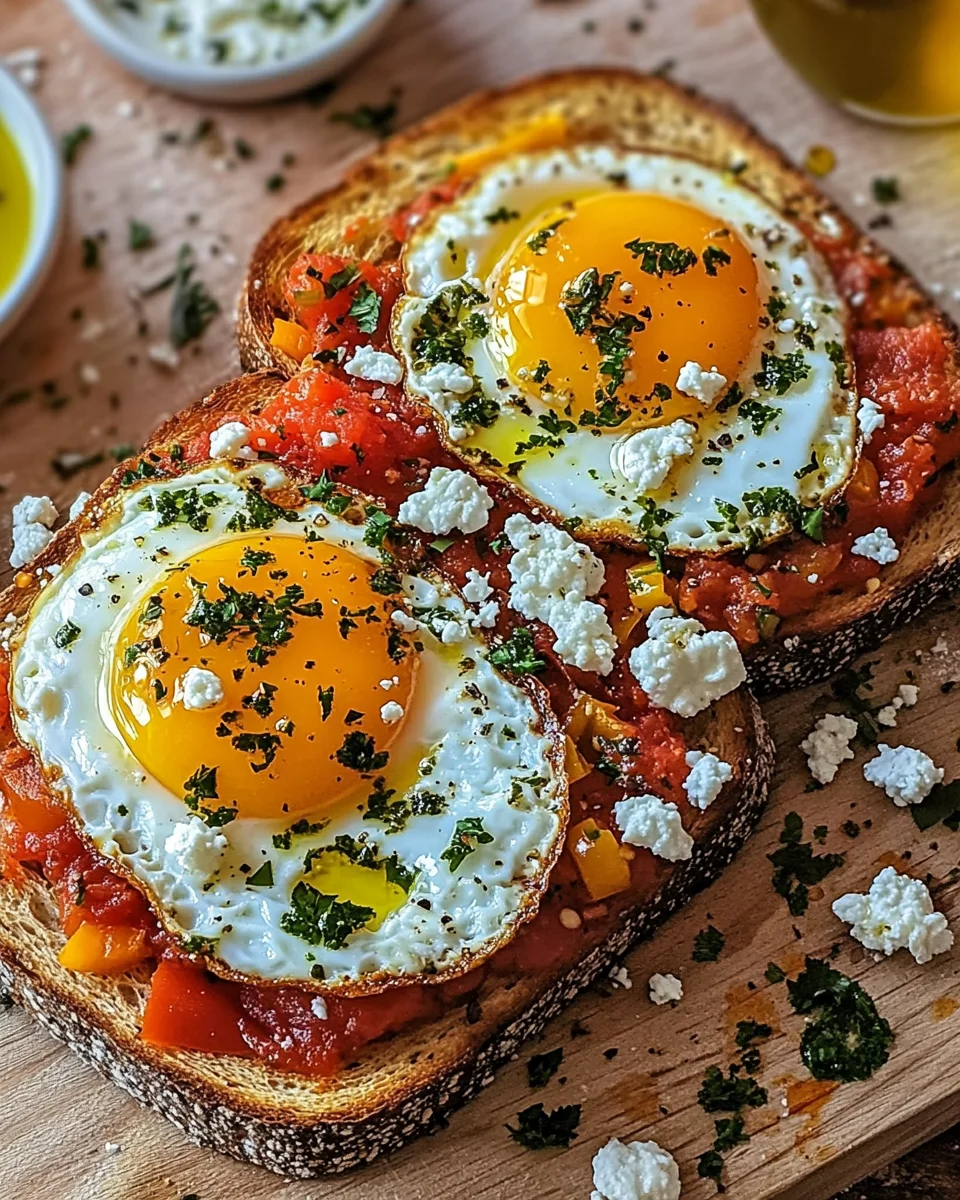 Shakshouka-Toast mit Feta-Spiegeleiern