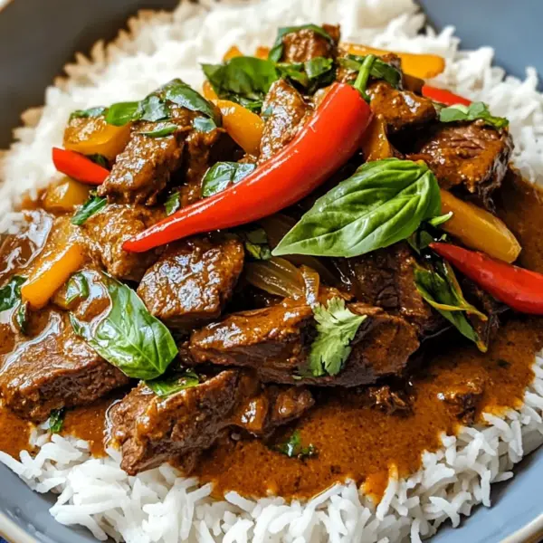 Thailändisches Rindfleisch mit roter Currysoße