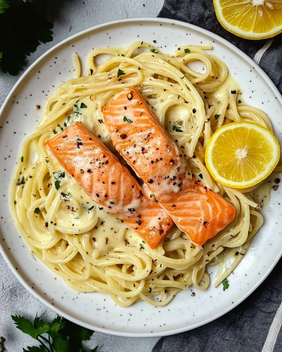 Zitronen Lachs Pasta