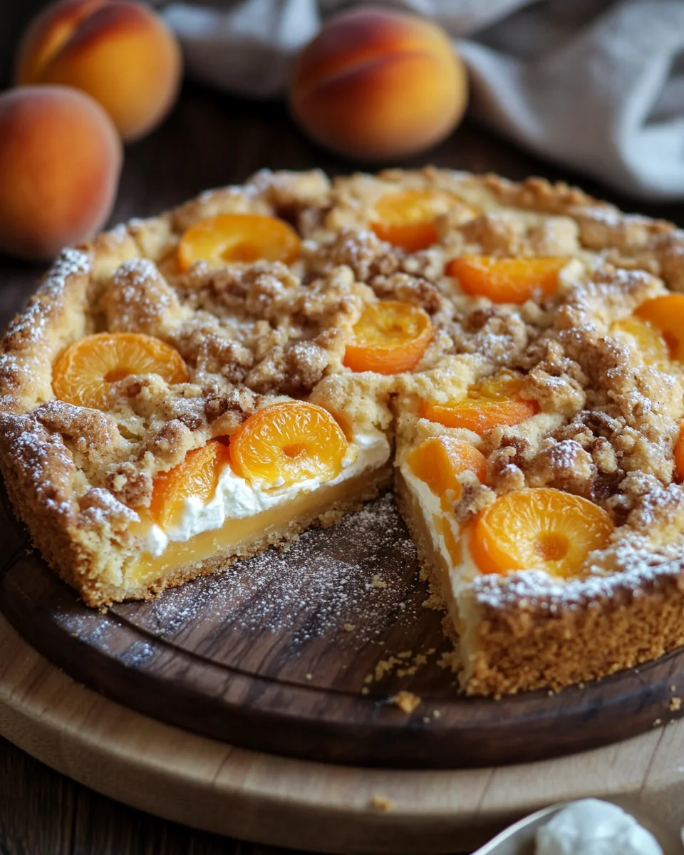 Aprikosenkuchen mit Quark und Streuseln