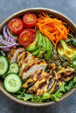 Bunte Salat Bowl mit Avocado, Hähnchen und Knoblauchdressing 25 Bunte Salat Bowl mit Avocado, Hähnchen und Knoblauchdressing