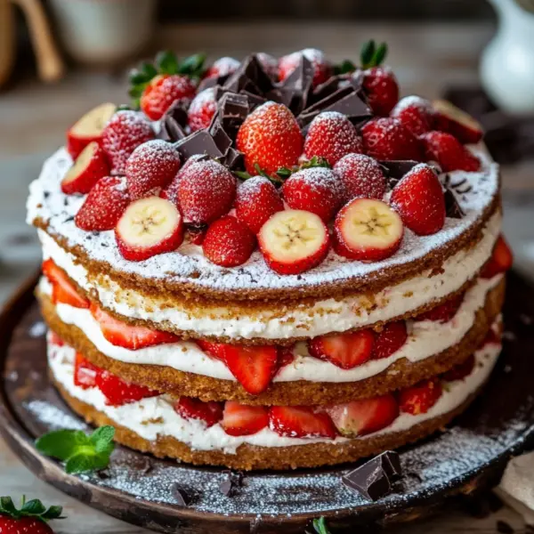 Erdbeer-Stracciatella-Bananen-Torte