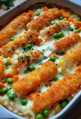 Fischstäbchen-Auflauf mit Reis und Gemüse 23 Fischstäbchen-Auflauf mit Reis und Gemüse
