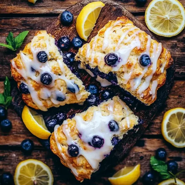Fruchtige Blaubeer-Scones mit Zitronenguss