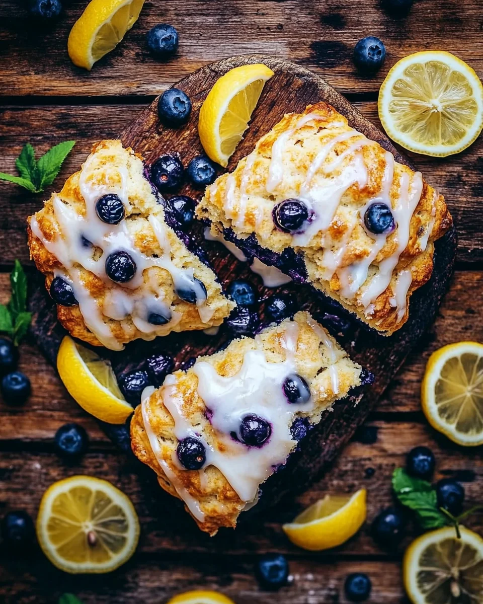 Fruchtige Blaubeer-Scones mit Zitronenguss
