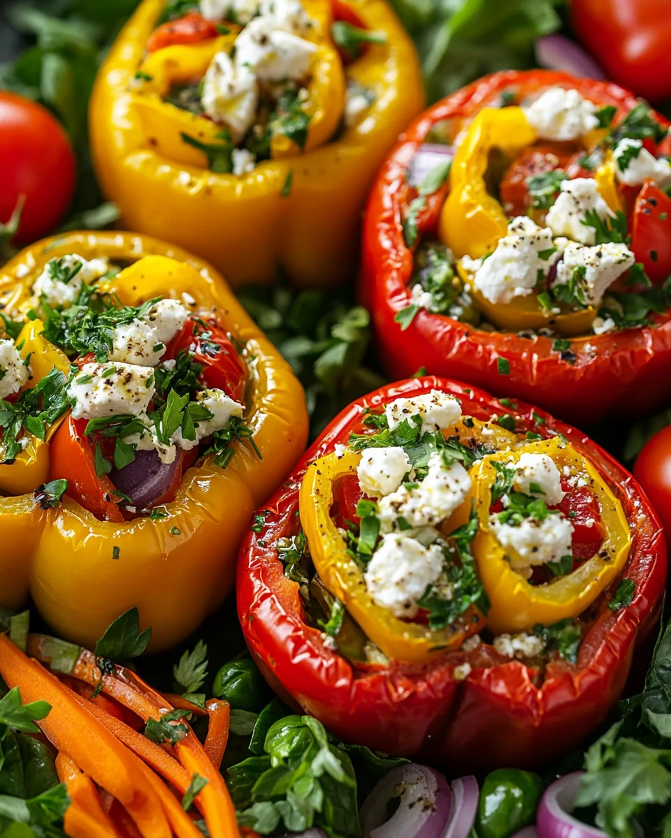 Gefüllte Feta-Paprika mit buntem Salat 26 Gefüllte
