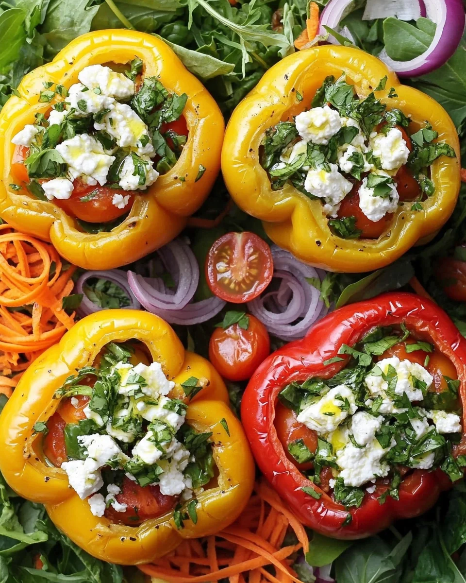 Gefüllte Feta-Paprika mit buntem Salat 28 Gefüllte Feta-Paprika mit buntem Salat