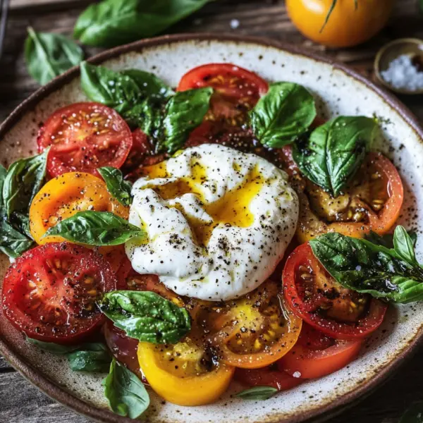 Italienischer Burrata-Caprese-Salat aus Heirloom-Tomaten